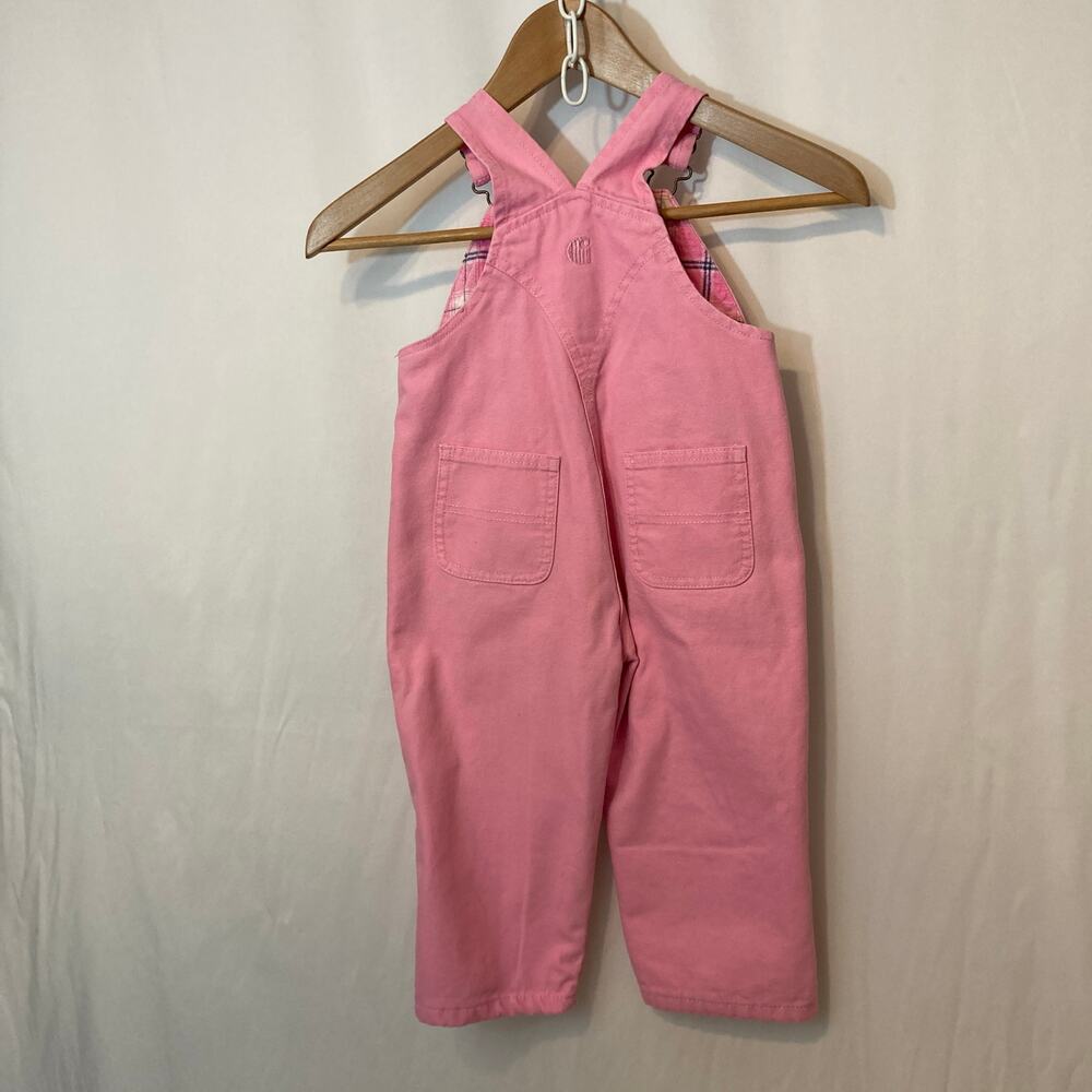 Carhartt Toddler Girls Pink Lemonade Plaid Flannel Lined Canvas Bib Overalls - Picture 7 of 12